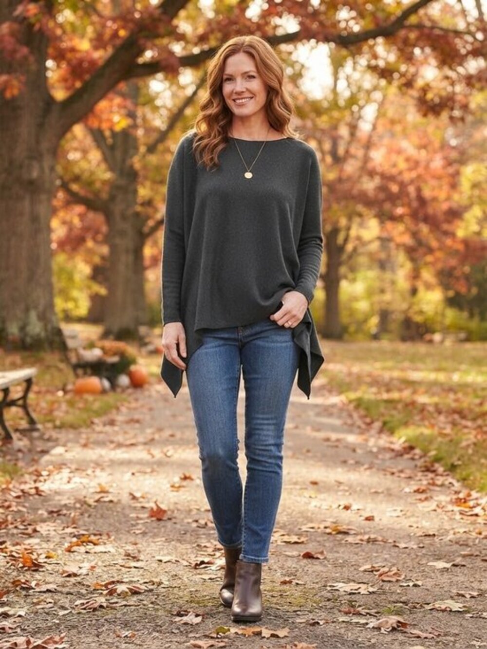 NWT Joan Vass NY Heather Gray Cashmere Blend Oversized Tunic Sweater XL